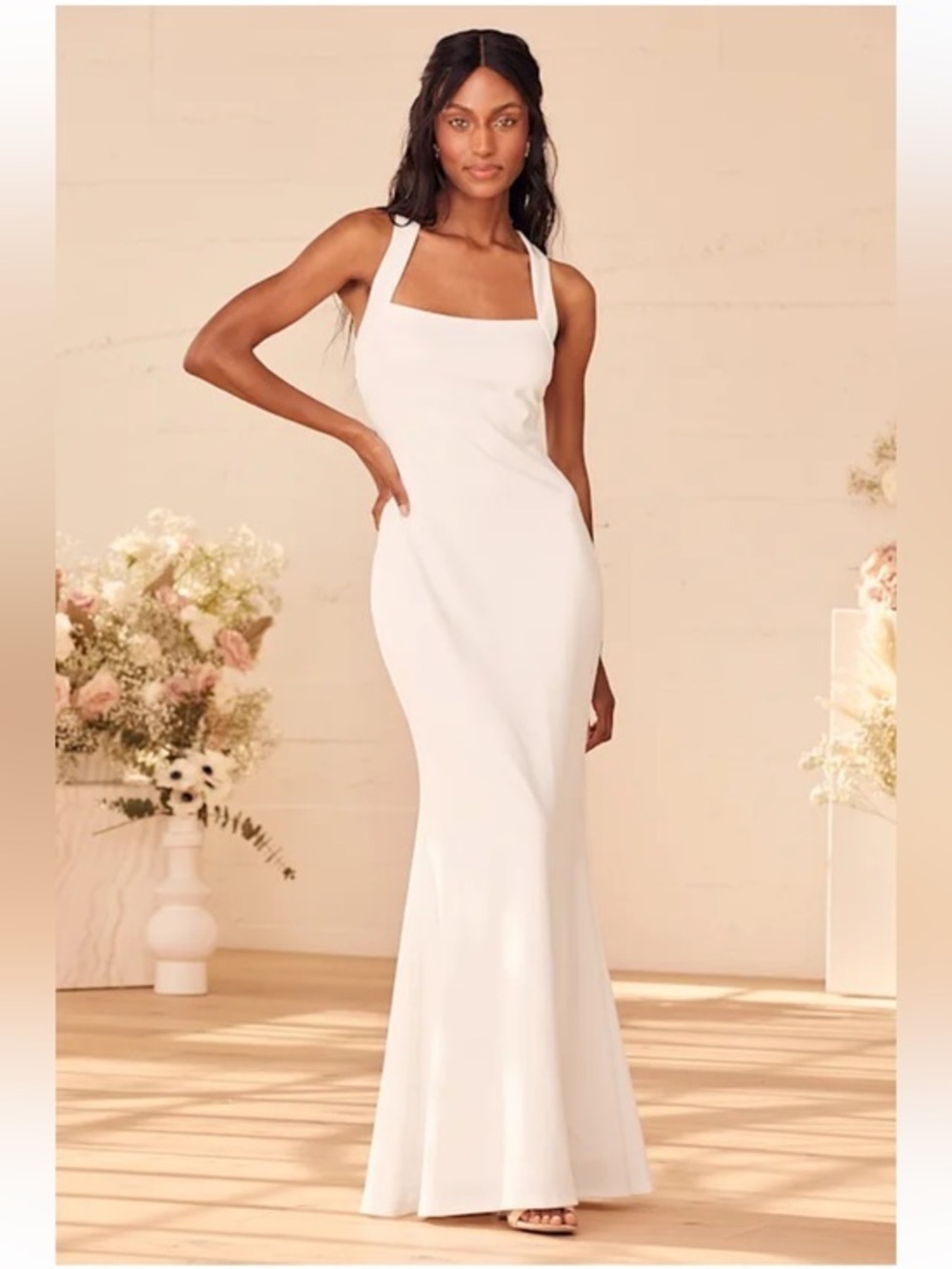 NWT Lulus Pure Romance White Mermaid Maxi Dress